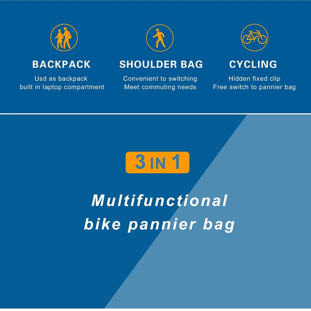 Sacoche Vélo Porte-Bagages Rhinowalk 20L Étanche Convertible Sac à Dos — vue 8 — sacoche vélo | La Sacoche Vélo