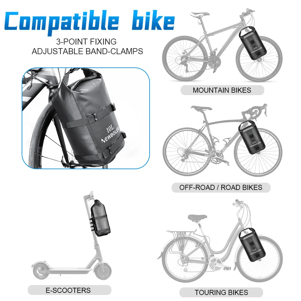 Sacoche Fourche Vélo Étanche 10L - Fixation Universelle NEWBOLER — vue 4 — sacoche vélo | La Sacoche Vélo