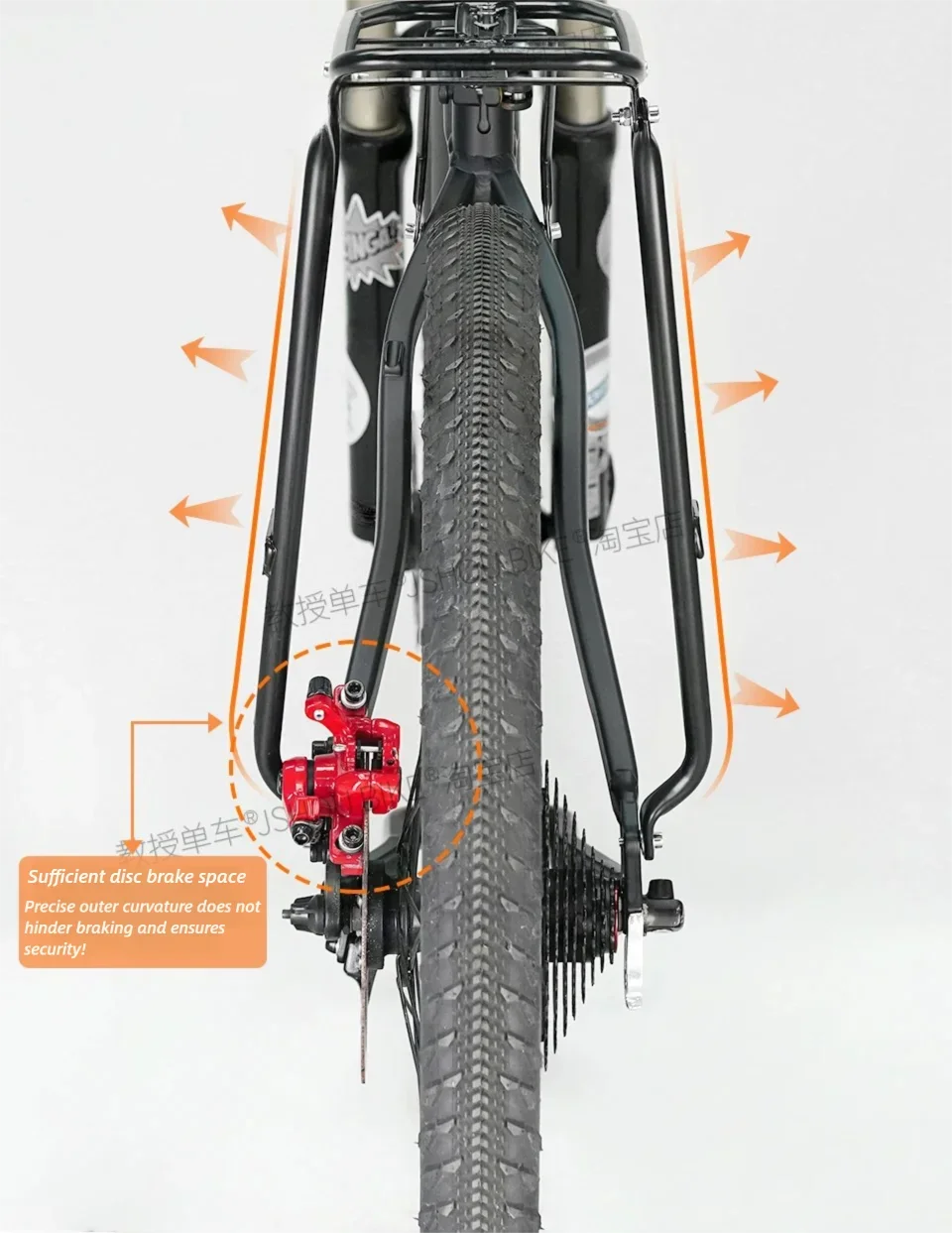 Porte-Bagage Arrière Vélo Acier JSHOUBIKE - Universel 26-29 pouces — vue 8 — sacoche vélo | La Sacoche Vélo