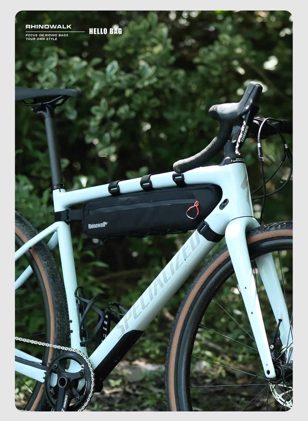 Sacoche Cadre Vélo Rhinowalk 2.1L/2.7L - Triangle Résistant VTT Route Gravel