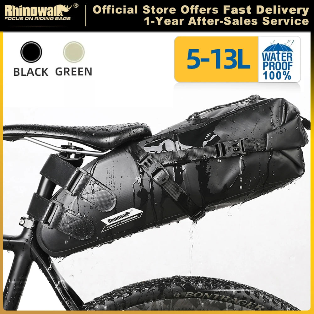 Sacoche de Selle Vélo Rhinowalk Étanche 5L-13L avec Bandes Réfléchissa — sacoche vélo | La Sacoche Vélo