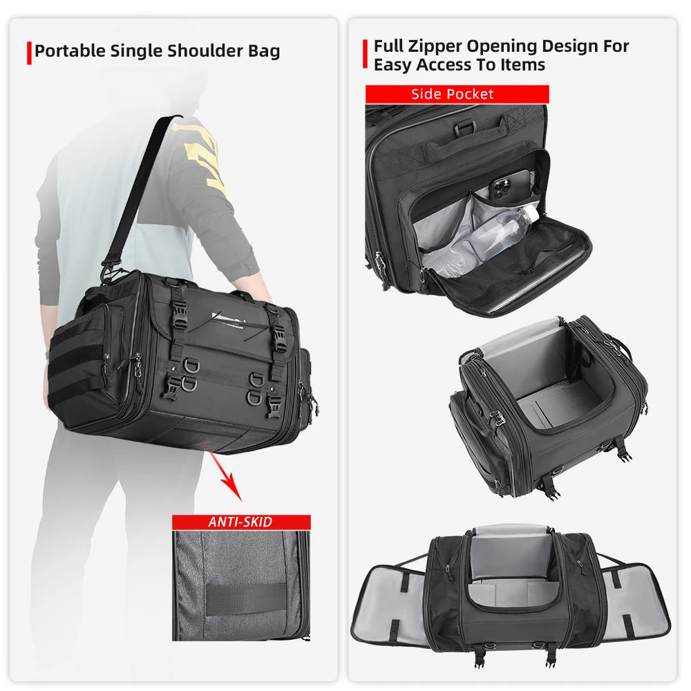 Sacoche Moto Rhinowalk Étanche 19L-80L Extensible - Sac Arrière — vue 6 — sacoche vélo | La Sacoche Vélo