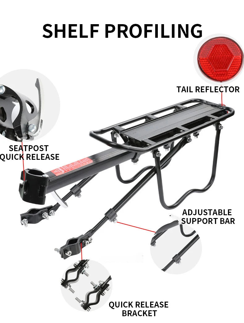 Porte-Bagage VTT Aluminium avec Plaque Réfléchissante - Démontage Rapi — vue 8 — sacoche vélo | La Sacoche Vélo