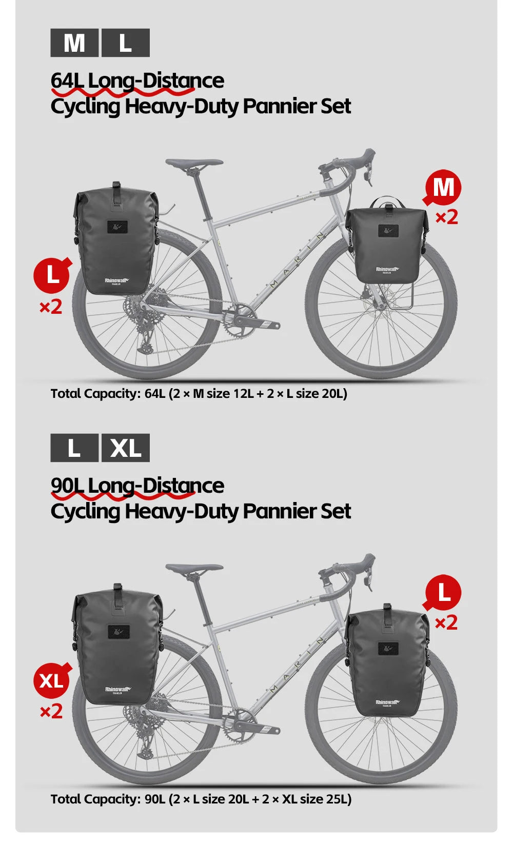 Sacoche Vélo Rhinowalk Étanche – Porte-Bagages Double Latérale