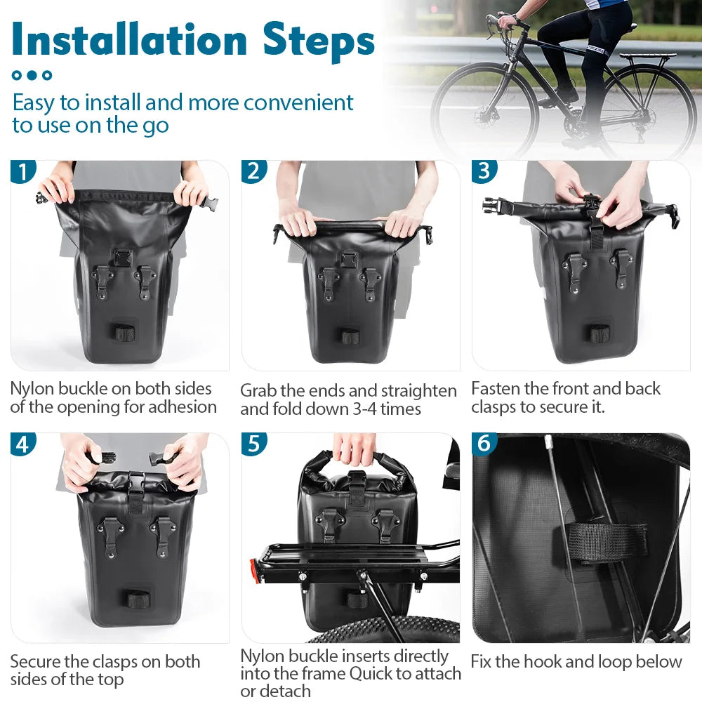 Sacoche Vélo Étanche 20L NEWBOLER - Porte-Bagages Arrière Double — vue 15 — sacoche vélo | La Sacoche Vélo