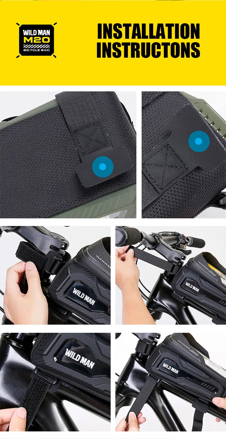 Sacoche Cadre VTT WILD MAN M20 Rigide avec Écran Tactile Étanche